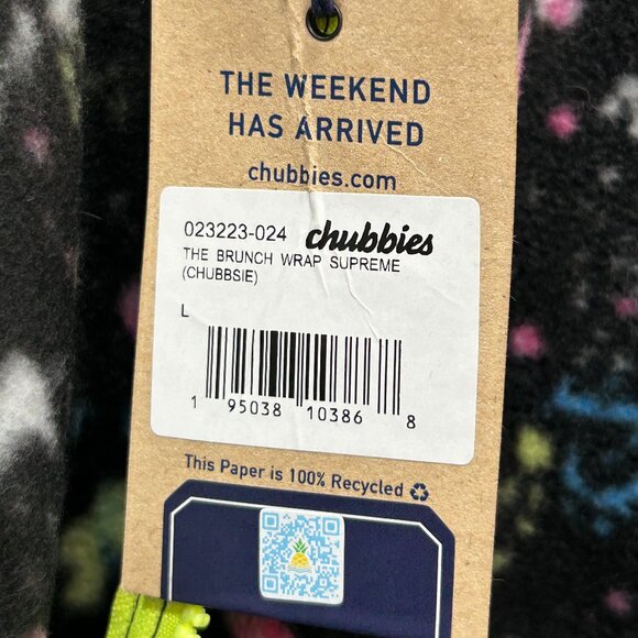 NEW Chubbies Mens The Brunch Wrap Supreme Black Neon Splatter Fleece Onesie Sz L - Picture 7 of 11